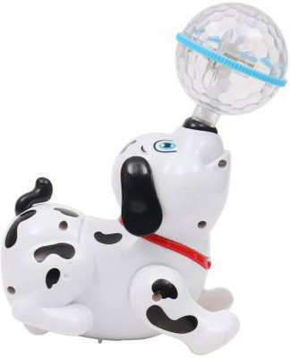 Tenmar Dancing Dog with Musical Flashing Lights and 360 degree rotation (White)(Multicolor)