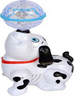 Tenmar DANCING DOG WITH FLASH LIGHTS AND 360 DEGREE ROTATION(White)