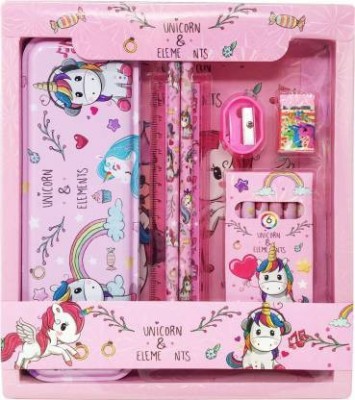 JOTKAPARKASH Stationery Unicorn Art Metal Pencil Box(Set of 1, Pink)