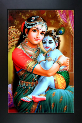 RV SALES Bal Gopal/Krishna Photo Frame with Nice Painting for Wall Hanging and Pooja Room Religious Frame