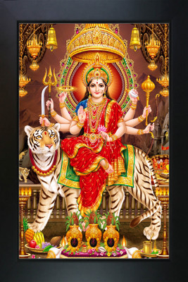 RV SALES Maa Durga Photo Frame with Nice Painting for Wall Hanging and Pooja Room Religious Frame