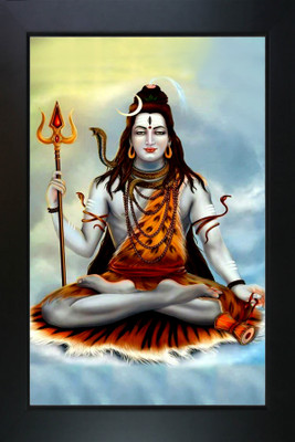 RV SALES Lord Shiva Photo Frame with Nice Painting for Wall Hanging and Pooja Room Religious Frame