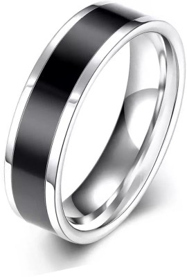 Crazy Fashion Black Silver Two Tone Stripe Wedding Band Titanium Ring For Unisex 8 MM Size 20 Stainless Steel Titanium Plated Ring