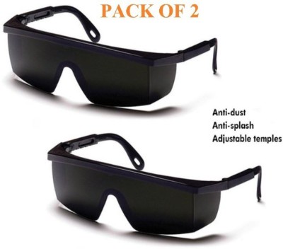 Quantum Retail [QR6-SG-BLACK-PACK2] Eye Protection Safety Goggles Glasses Anti-Droplets Protective Eyeglass with Clear Polycarbonate Lens - [Pack of 2] QR6-SG-BLACK-PACK2 Power Tool, Welding, Laboratory, Blowtorch, Wood-working  Safety Goggle(Free-size)
