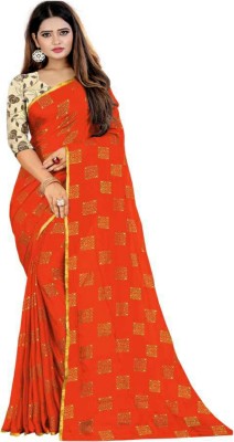 MINE CHOICE Self Design, Blocked Printed, Embellished Bollywood Chiffon Saree(Red)