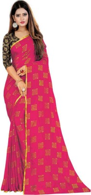 MINE CHOICE Printed, Self Design, Embellished Bollywood Chiffon Saree(Pink)