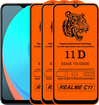 Xester Edge To Edge Tempered Glass for Realme C11(Pack of 3)