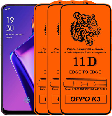 Xester Edge To Edge Tempered Glass for OPPO K3(Pack of 3)