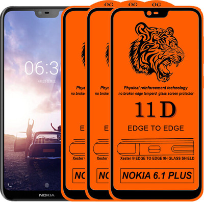 PFOAM Edge To Edge Tempered Glass for Nokia 6.1 Plus(Pack of 3)