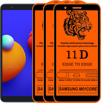 PFOAM Edge To Edge Tempered Glass for Samsung Galaxy M01 CORE(Pack of 3)