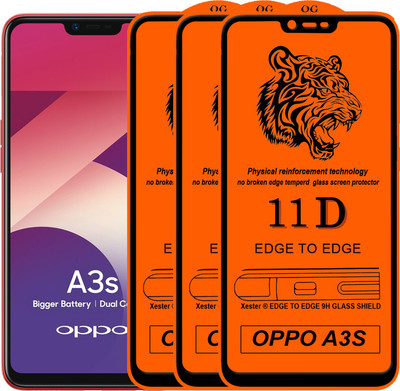 Rofix star Edge To Edge Tempered Glass for Oppo A3s(Pack of 3)