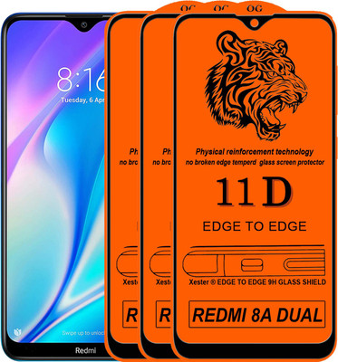 Xester Edge To Edge Tempered Glass for RedmI 8A dual(Pack of 3)