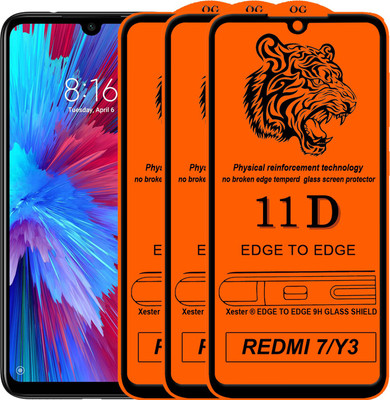 Xester Edge To Edge Tempered Glass for Redmi Y3(Pack of 3)