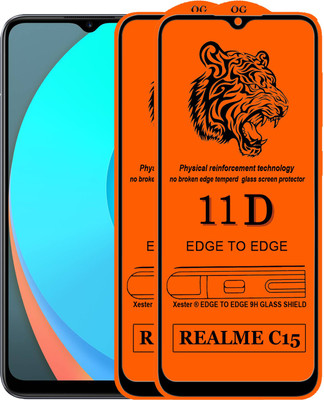 Xester Edge To Edge Tempered Glass for Realme C15(Pack of 2)