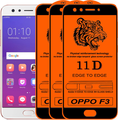 Xester Edge To Edge Tempered Glass for Oppo F3(Pack of 3)