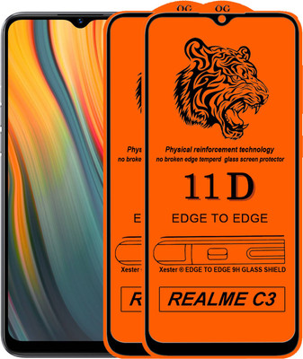 Xester Edge To Edge Tempered Glass for Realme C3(Pack of 2)