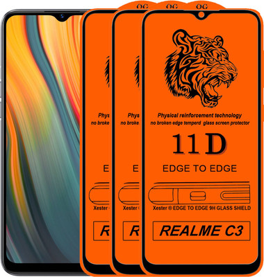 Xester Edge To Edge Tempered Glass for Realme C3(Pack of 3)