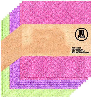 Daily Fest Cellulose Sponge for Kitchen, 10 Pack of Eco-Friendly No Odor Reusable Absorbent Quick Dry Dish Rag Scrub Sponge(Regular, Pack of 10)