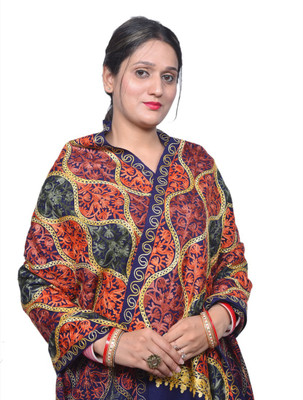 Kashmiri queen Acrylic, Wool Embroidered Women Shawl(Multicolor)