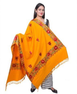 SUMEDH handcrafts Acrylic Embroidered Women Shawl(Yellow)