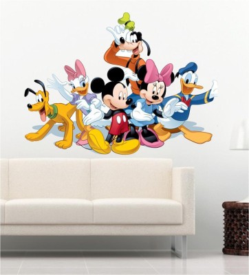 Approach home Decor 60 cm Cute Mickey Mouse 3s cartoon wall sticker Size-60x42 cm Self Adhesive Sticker(Pack of 1)