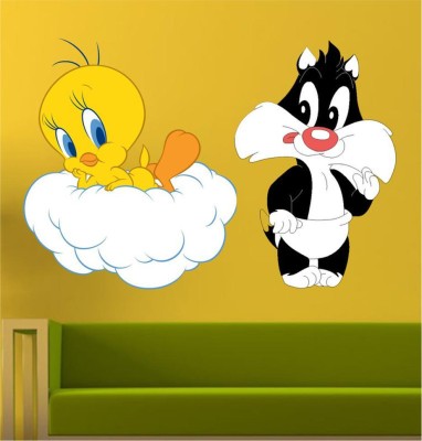 Approach home Decor 60 cm Tweety 3d wall sticker Size -60x40cm Self Adhesive Sticker(Pack of 1)