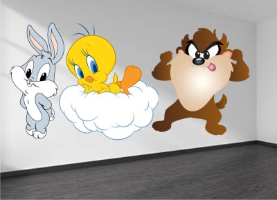 balkrishna wall stickers 60 cm Tweety Sylvester Bugs 3d wall sticker Size -60x31 cm294 Self Adhesive Sticker(Pack of 1)