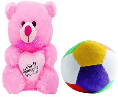 Tashu Collection soft pink teddy bear for someone special and musical ball  - 24 cm(Multicolor)