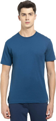 JOCKEY Solid Men Round Neck Blue T-Shirt
