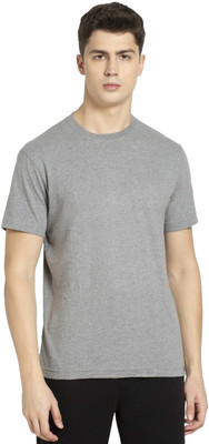 JOCKEY Solid Men Round Neck Grey T-Shirt