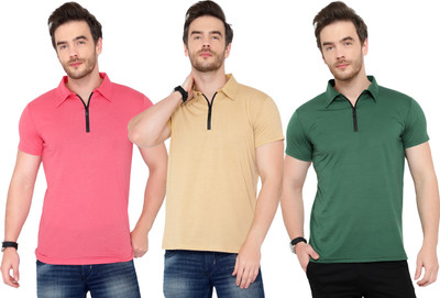 Moordale Solid Men Polo Neck Multicolor T-Shirt