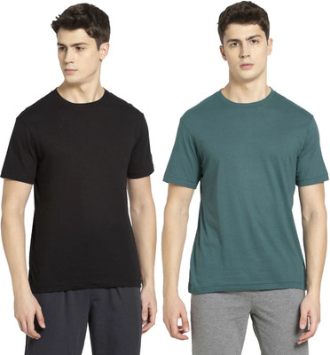JOCKEY Solid Men Round Neck Black, Green T-Shirt