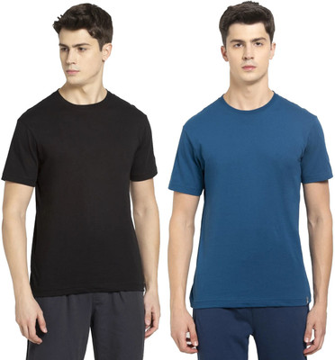 JOCKEY Solid Men Round Neck Dark Blue, Black T-Shirt
