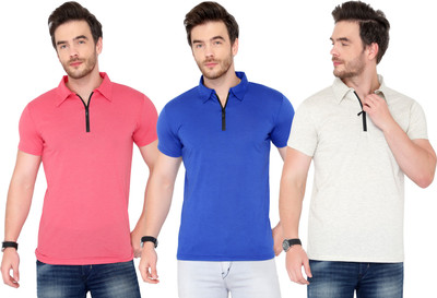 Moordale Solid Men Polo Neck Multicolor T-Shirt
