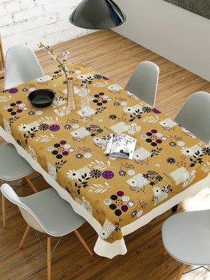 Casanest Printed 8 Seater Table Cover(Golden Beige with Black & White Flowers, Plastic)