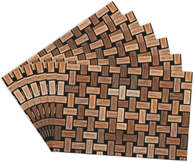 Dakshya Industries Rectangular Pack of 6 Table Placemat(Brown, PVC)