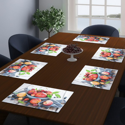 DPA Collection Rectangular Pack of 6 Table Placemat(Grey, PVC)