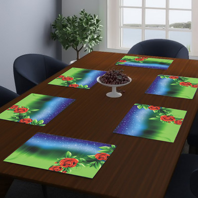 DPA Collection Rectangular Pack of 6 Table Placemat(Green, PVC)