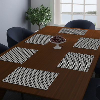 DPA Collection Rectangular Pack of 6 Table Placemat(Grey, PVC)