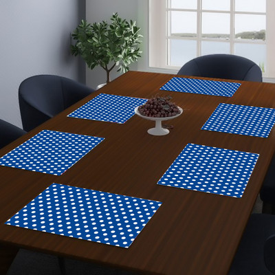 DPA Collection Rectangular Pack of 6 Table Placemat(Blue, White, PVC)