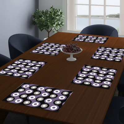DPA Collection Rectangular Pack of 6 Table Placemat(Grey, White, PVC)
