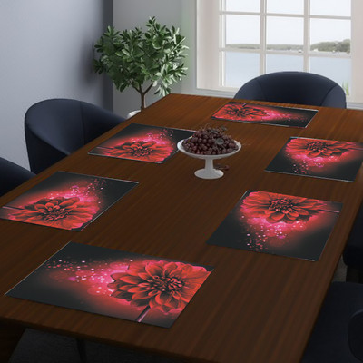 DPA Collection Rectangular Pack of 6 Table Placemat(Maroon, PVC)