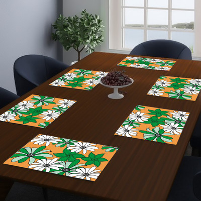 DPA Collection Rectangular Pack of 6 Table Placemat(Green, White, PVC)
