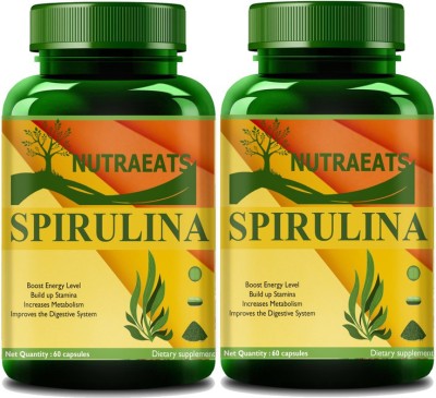 NutraEats Spirulina Supplement With Moringa (Pack Of 2) Pro(2 x 60 No)