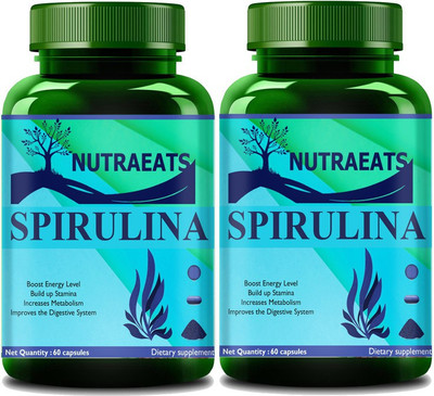 NutraEats Natural Raw Spirulina Superfood-Immunity Booster(Pack Of 2) Pro(2 x 60 No)