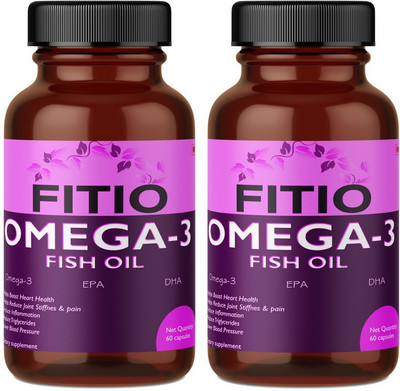 FITIO Nutrition Omega 3 Fish Oil 1000mg supplements, (Pack Of 2) Premium(2 x 60 Capsules)