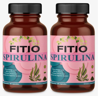 FITIO Nutrition Natural Raw Spirulina Superfood-Immunity Booster (Pack Of 2)(2 x 60 Capsules)