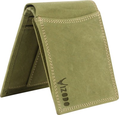 vizodo Men Green Genuine Leather Wallet(7 Card Slots)