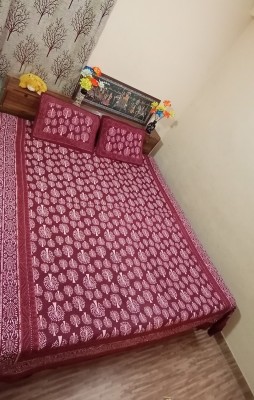 Sam Handloom 160 TC Cotton King Printed Flat Bedsheet(Pack of 1, Maroon)