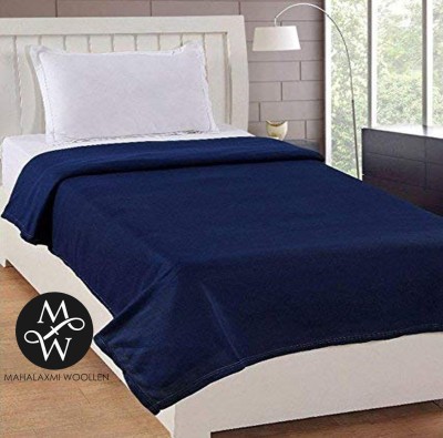 Mahalaxmi Woollen Solid Single Fleece Blanket for  AC Room(Polyester, Blue)